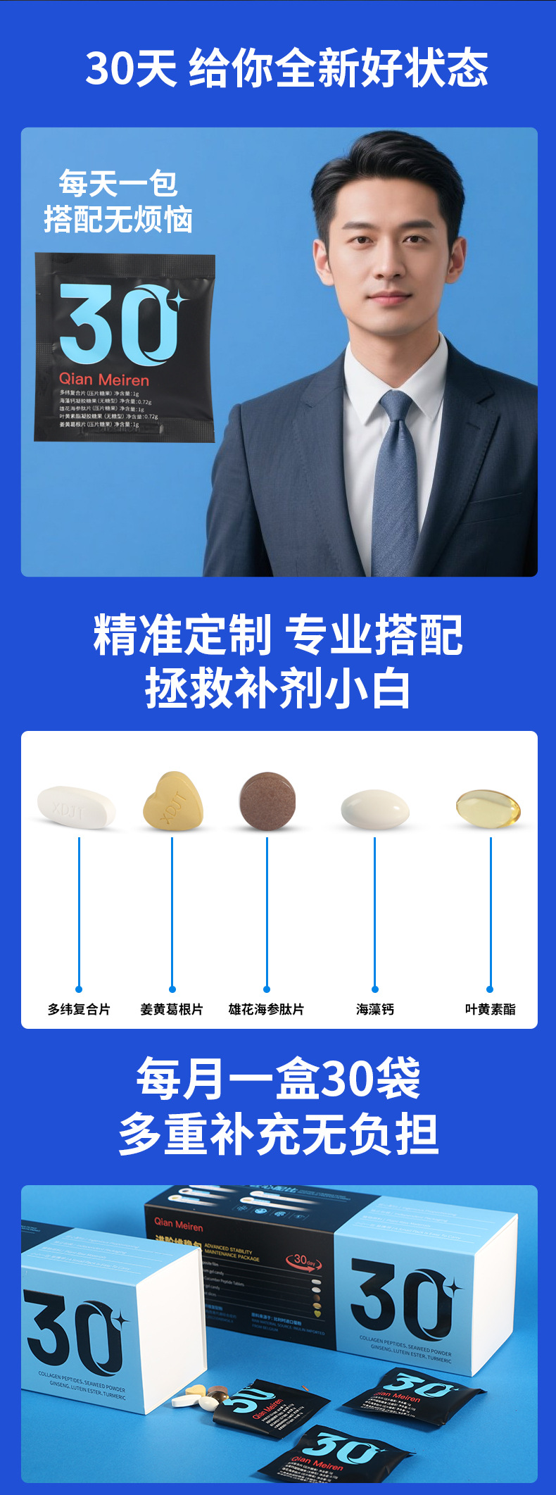 男士30+每日充沛包压片糖果维生素膳食补充成人男性保健贴牌代工