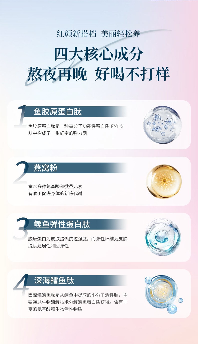 PQQ燕窝胶原蛋白口服液工厂定制 小分子鱼胶原蛋白肽饮料OEM代工