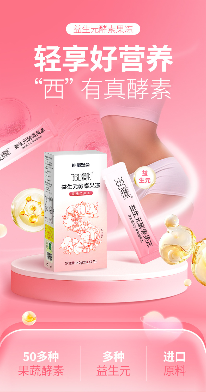 水蜜桃益生元酵素果冻OEM 膳食纤维益生菌果味纤畅果冻贴牌代加工