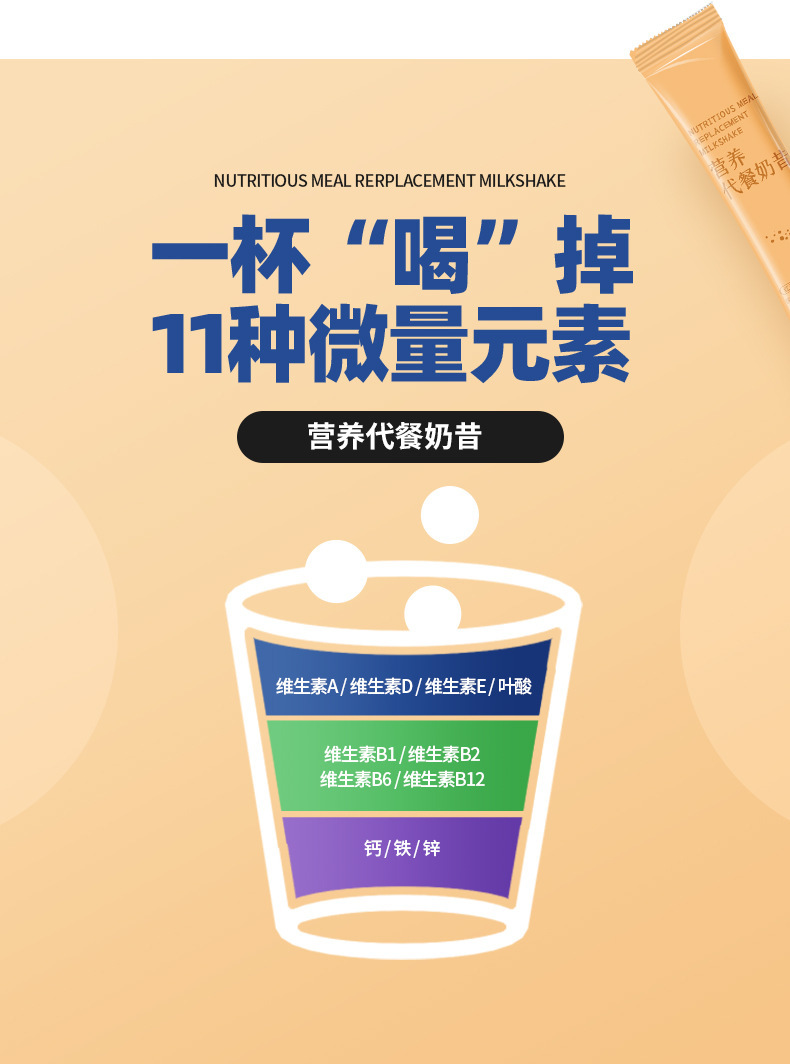 营养代餐奶昔轻食饱腹代餐粉定制 膳食纤维蛋白固体饮料OEM代工