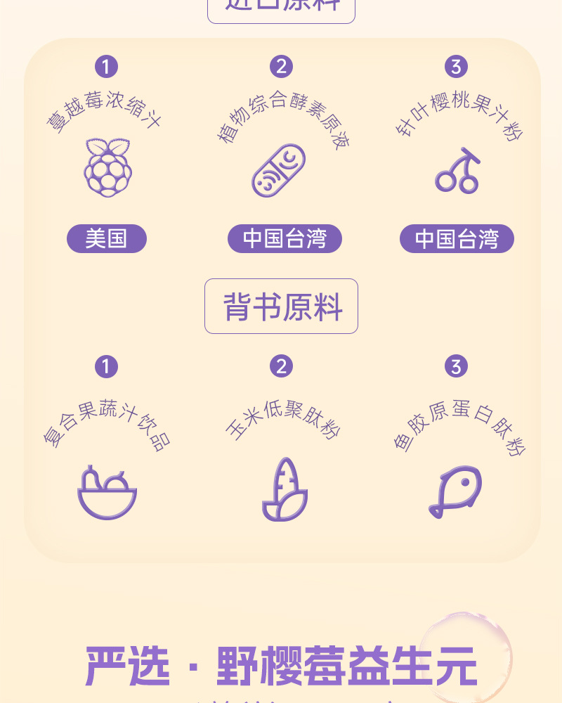 定制野樱莓益生元肽综合果蔬饮品 膳食纤维促排通畅果汁饮料OEM