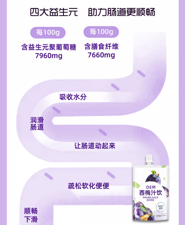 益生元西梅果蔬汁植物饮料厂家定制 维生素营养浓缩饮品OEM代加工