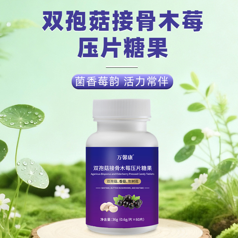 双孢菇接骨木莓压片糖果0.6g/片x60片代加工定制食品批发