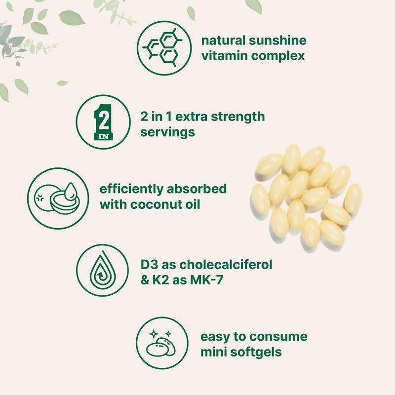 跨境代工 维生素 d3+k2Vitamin D3 K2 Supplement Softgels