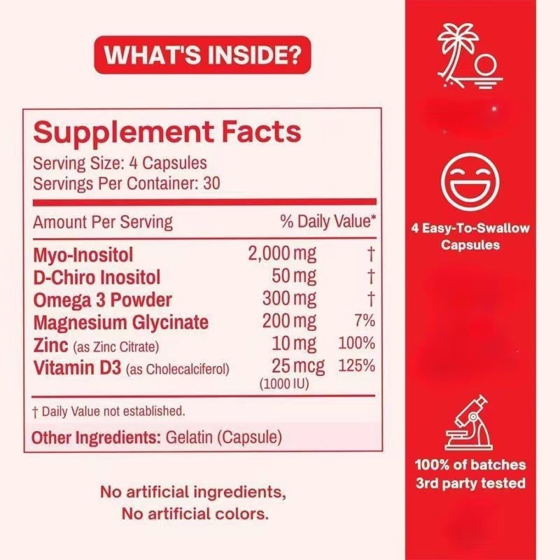 跨境代工肌醇复合维生素胶囊 PCOS Multivitamin Capsules