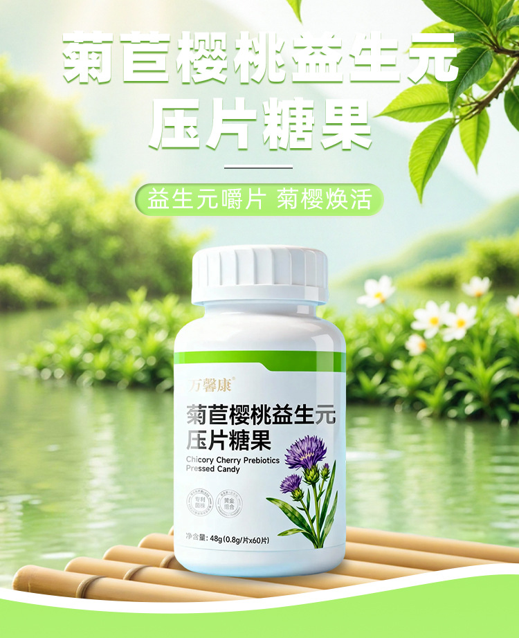 菊苣樱桃益生元压片糖果 0.8g/片x60片代加工定制食品批发