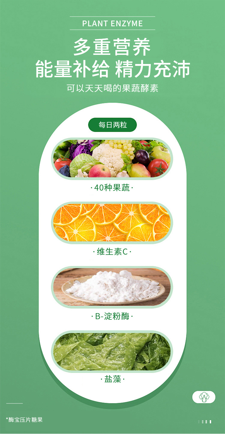 厂家OEM贴牌酶宝糖果植物果蔬片膳食纤维肠道咀嚼片ODM代加工定制